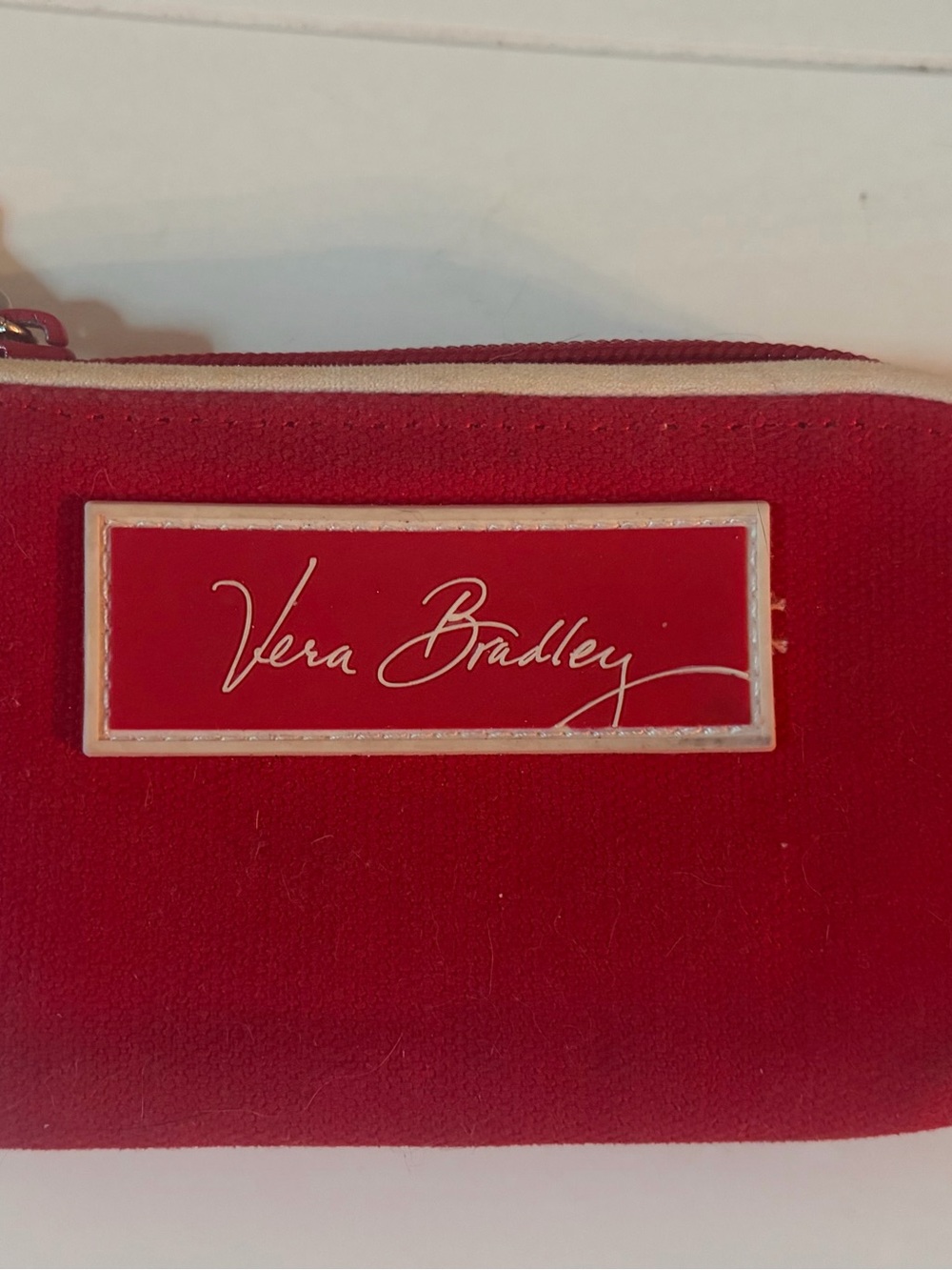 Vera Bradley Red Canvas Wallet Keychain ID Pouch